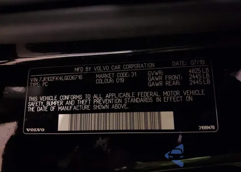 2020 Volvo S60 T5 Momentum from USA, damaged, VIN 7JR102FK4LG036716